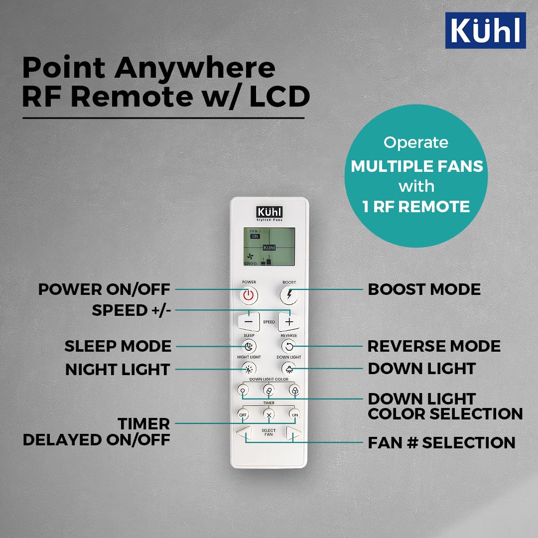 KUHL Platin D6 1200mm Stylish Power Saving BLDC Ceiling Fan with Remote | Down Light | 30W | 5 Star | High Air Flow | Low Noise | IoT – Operate via Mobile & Alexa | Reverse Mode | Copper