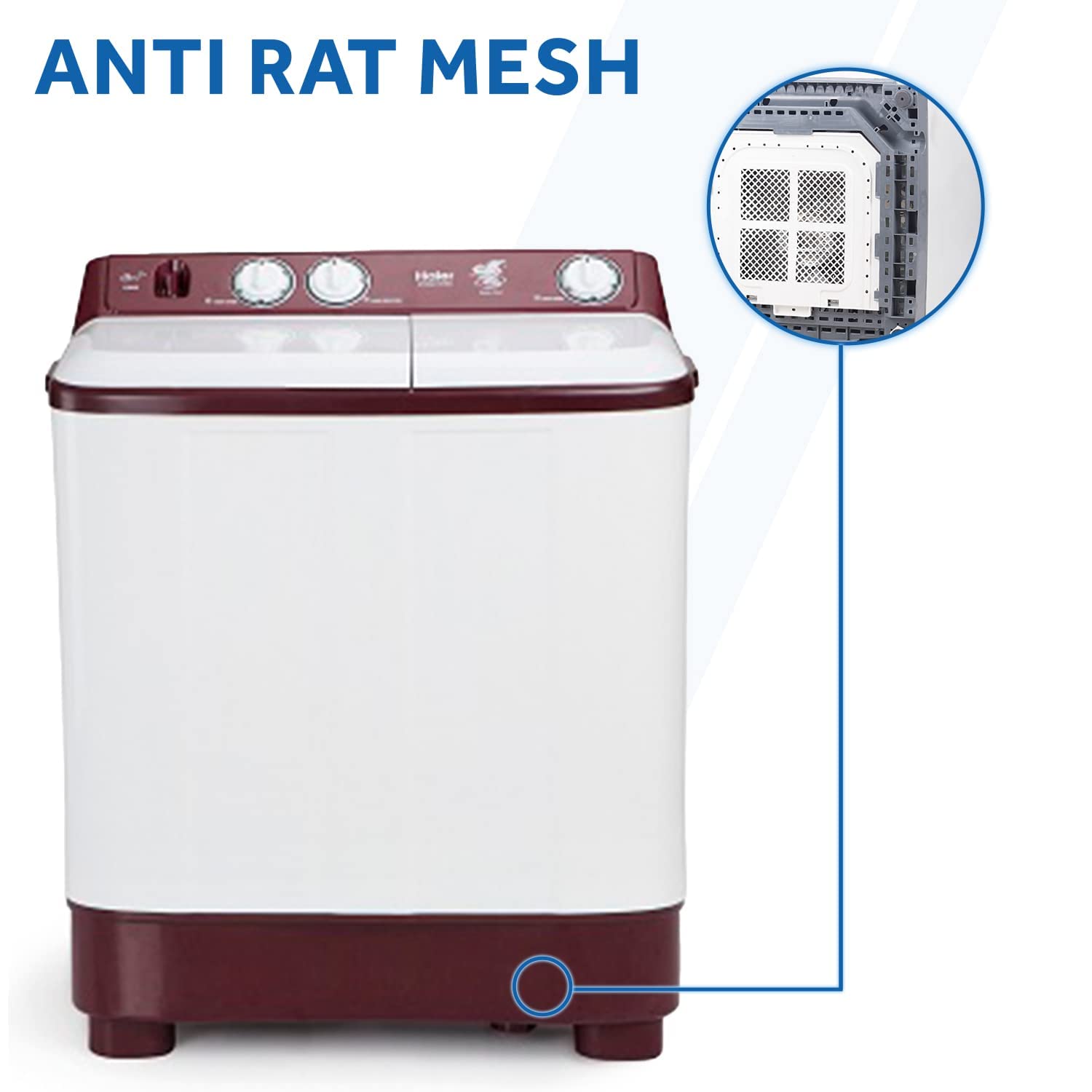 Haier 7 Kg 5 Star Rating Semi Automatic Top load Washing Machine (HTW70-1187BON, White)