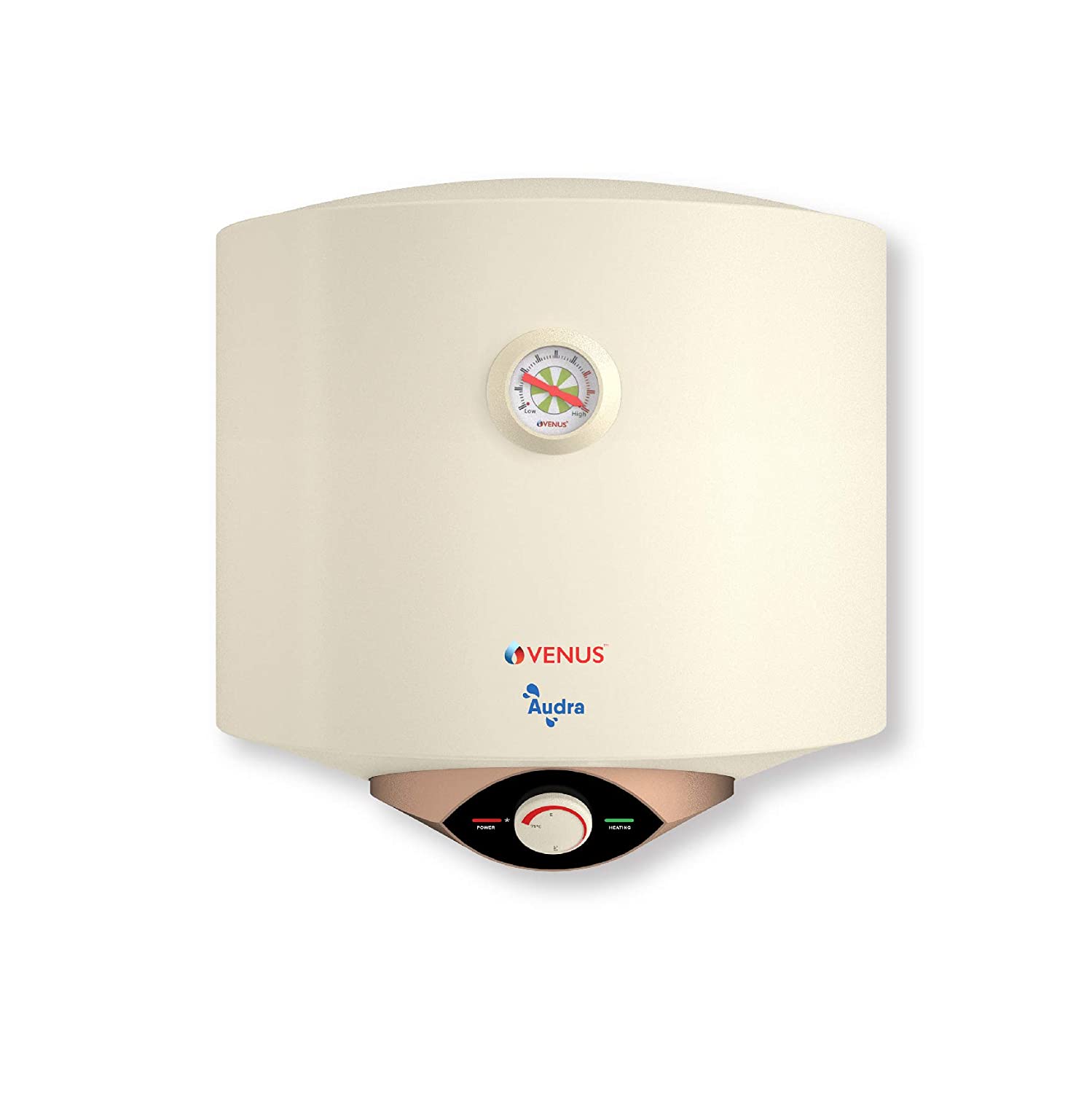VENUS Audra 06AV 06-Litre 3000W (Ivory) Water Heater, Porcelain Enamelled Glass Lined Tank, BEE Star Rating - 5 Stars, ISI, Free Flexible Hose