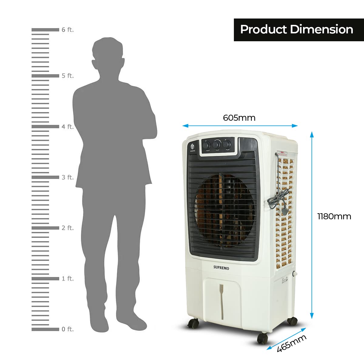 Novamax Supremo 80 L Heavy Duty Desert Air Cooler For Home/Office With Honeycomb Cooling & Auto Swing Technology, Powerful Air Throw & 3-Speed..