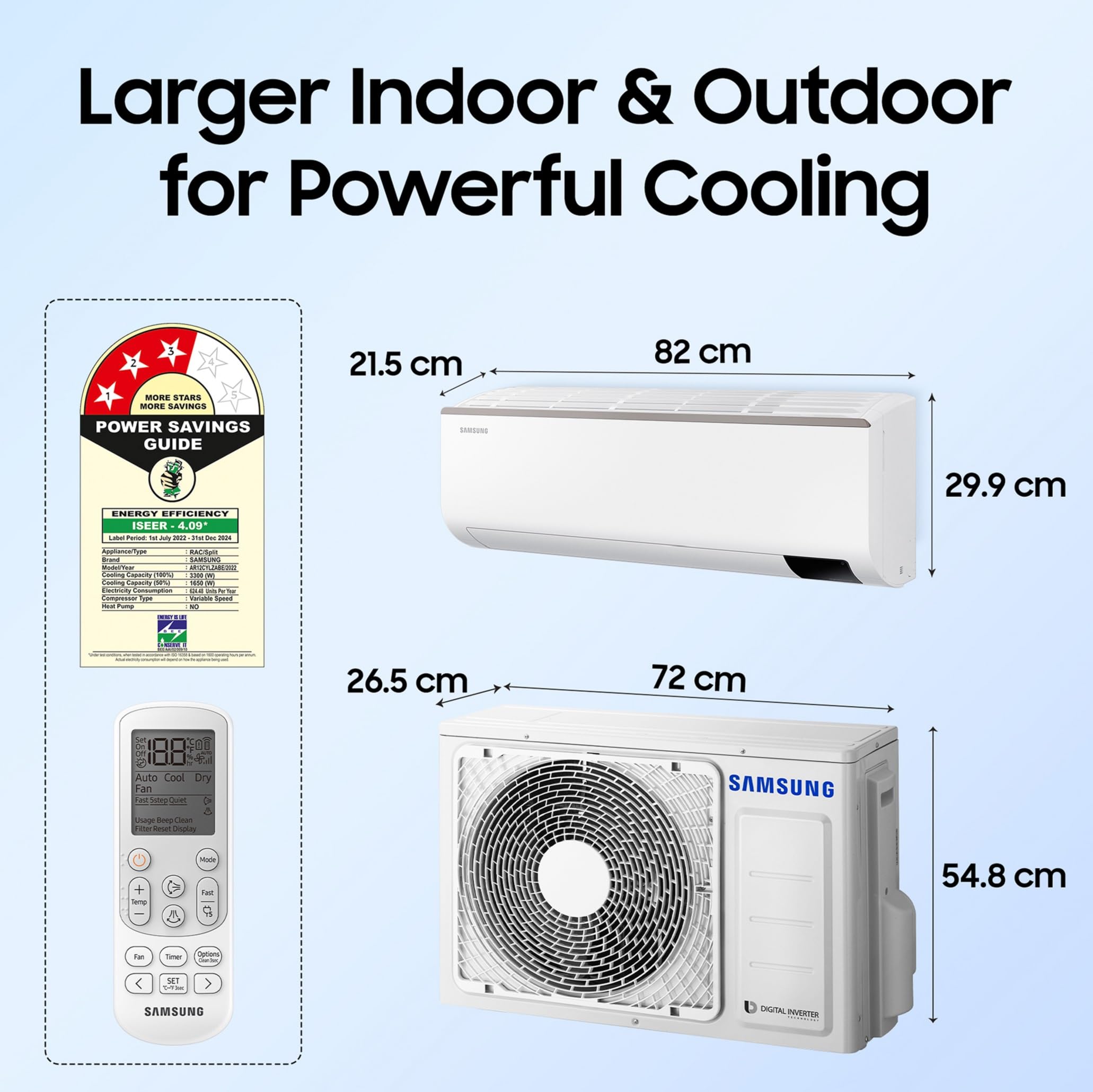 Samsung 1 Ton 3 Star Inverter Split AC (Copper, Convertible 5-in-1 Cooling Mode, Easy Filter Plus (Anti-Bacteria), 2023 Model AR12CYLZABE White)