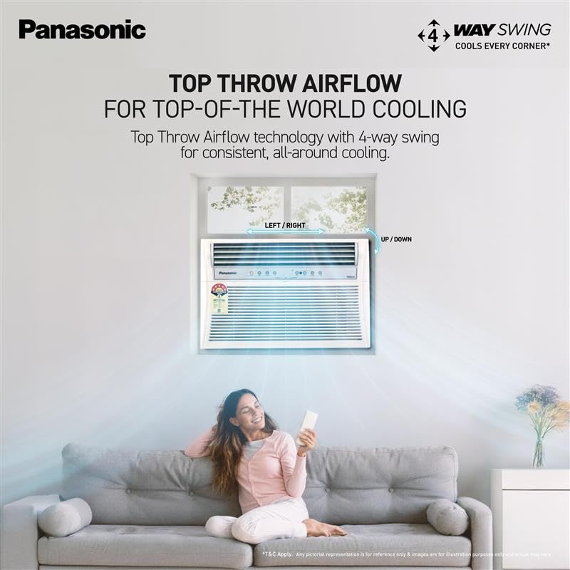 Panasonic 1.5T 5 Star Inverter Window AC (Top Throw, 50°C Oper., Copper Cond) CW-XU185CGT