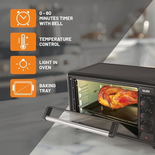 Glen Digital Oven Toaster Griller (OTG) - 25 Litres with Motorized Rotisserie 1700W - Black -SA5025R