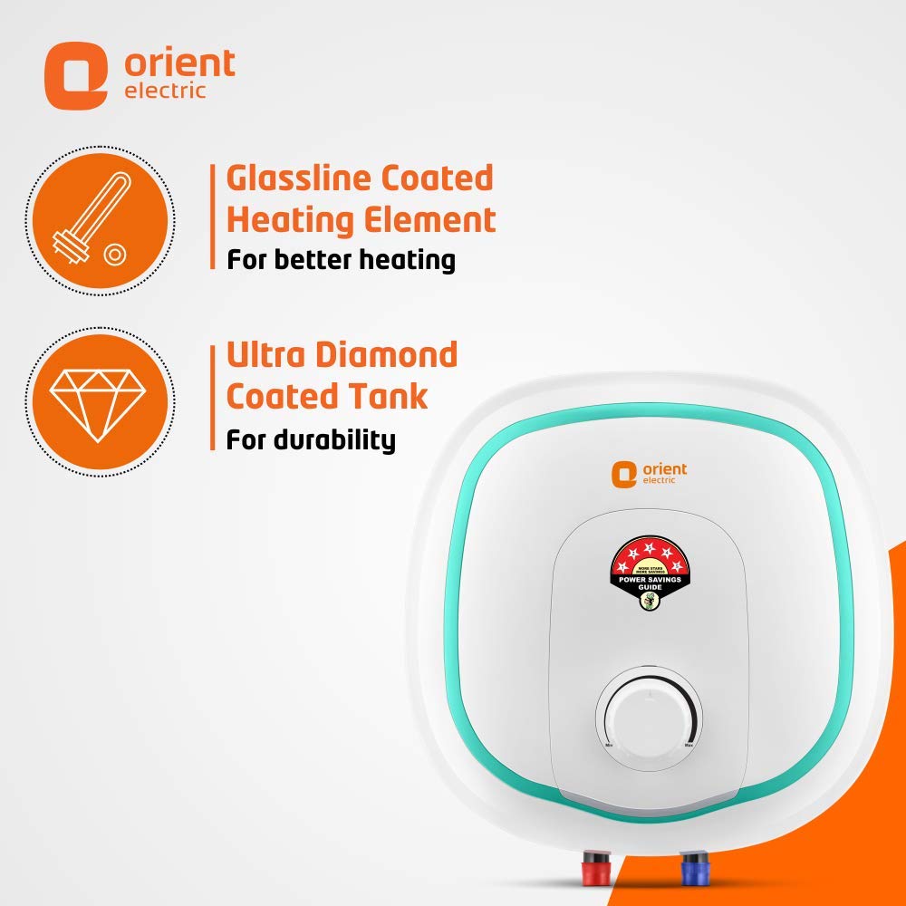 Orient Electric Aquator 15-Litre Vertical Storage Water Heater (Manual) | BEE 5 Star Energy Efficient 15 litre Water Geyser | Glassline Tank | Suitable for High Rise Buildings | 7-year Warranty (White