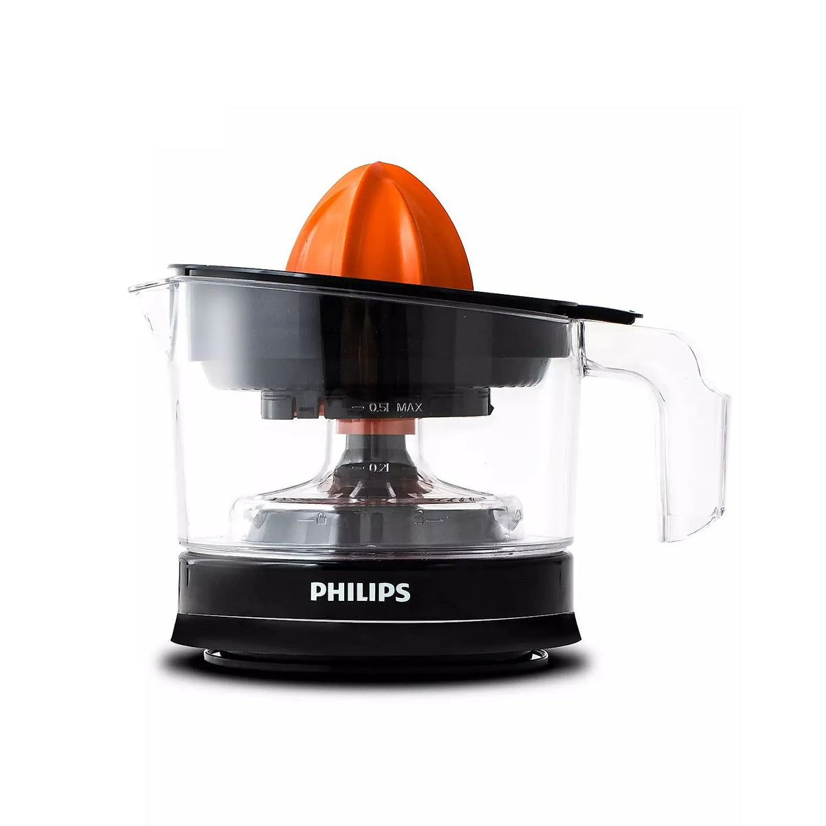 Philips HR2777/00 citrus press juicer with orange cone, black strainer and transparent 0.5 L jar