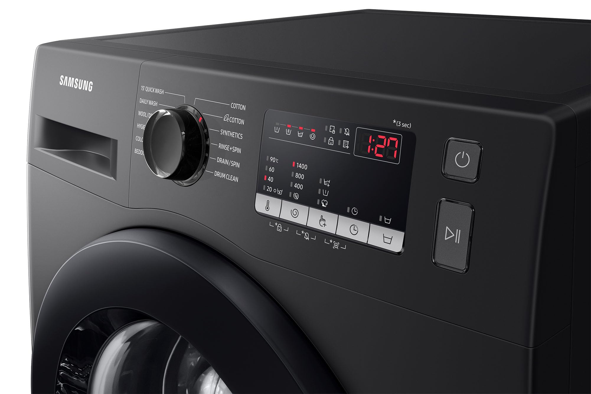 Samsung 9 kg, 5 Star, Hygiene Steam with Inbuilt Heater, Digital Inverter, Fully-Automatic Front Load Washing Machine (WW90T4040CB1TL, Black)
