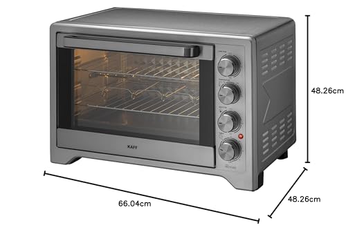 KAFF 45 Litre Electric Oven Toaster Grill (Otg) For Kitchen, 2000 Watts With Rotisserie And Convection Fan | Stainless Steel Finish Styling Handle (Mfot45-Ss, Silver)