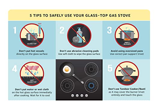 Elica Vetro Glass Top 3 Burner Gas Stove (703 CT VETRO SS)