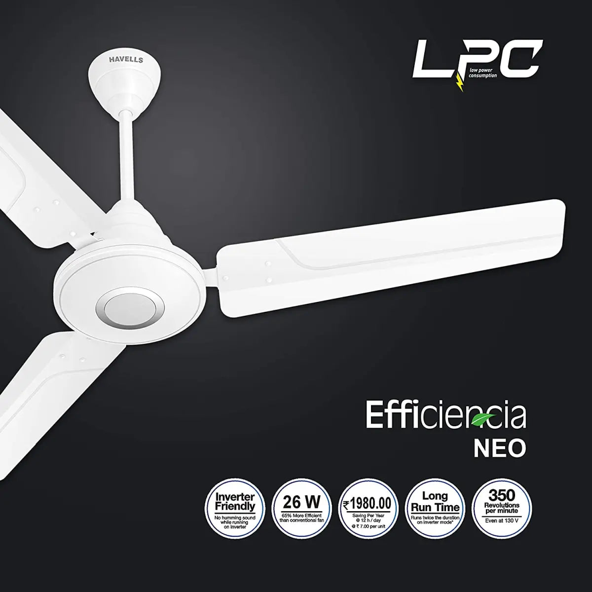 Havells Fan Efficiencia Neo 1200mm Elegant White