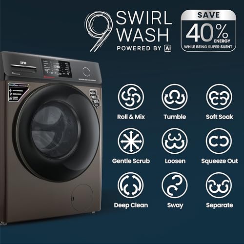 IFB 8 Kg 5 Star Powered by AI with 9 Swirl Wash, Wi-Fi, Fully Automatic Front Load Washing Machine (Senator MBN 8012, Steam Refresh Program with Eco Inverter, Mocha)