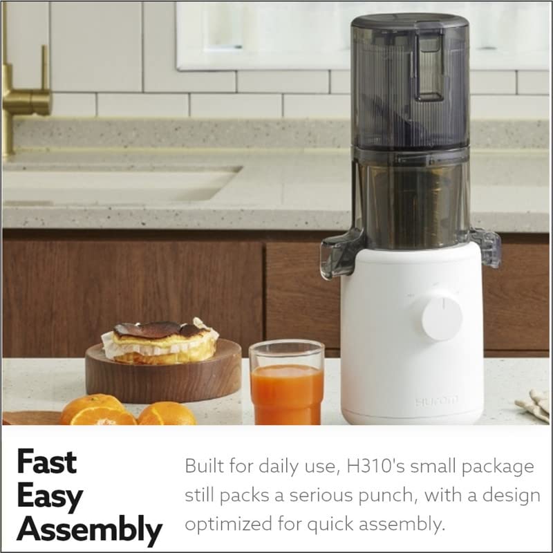 Hurom H310A Self-Feeding Cold Press Whole Slow Juicer All-in-1 multi-screw Technology from soft or hard fruits/vegetables to ice cream Made in Korea White