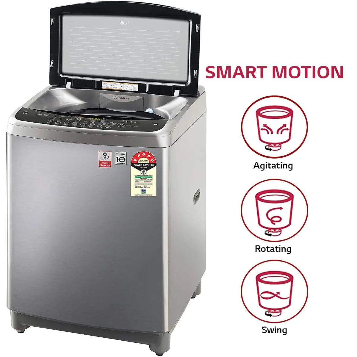 LG 10 Kg Inverter Fully-Automatic Top Loading Washing Machine (T10SJSS1Z, Free Silver)