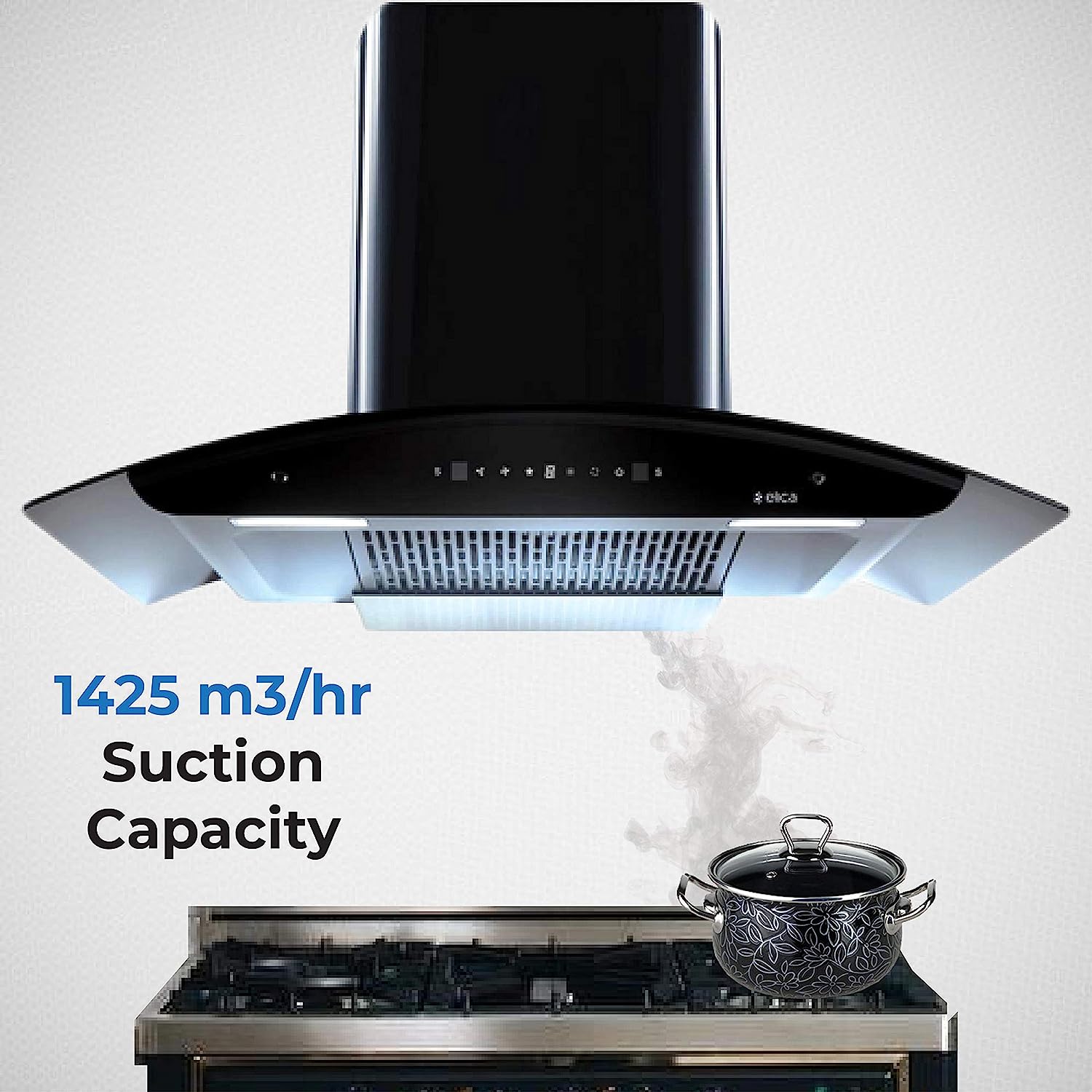 Elica Wall Mounted Auto Clean 90 cm 1400 m3/h Black Chimney ( WD TFL HAC 90 MS NERO )