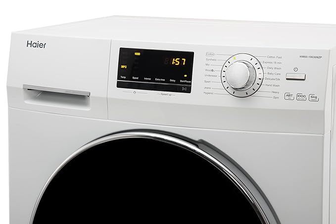 Haier 6 kg Fully Automatic Front Load Washing Machine with In-built Heater White  (HW60-BP10636)
