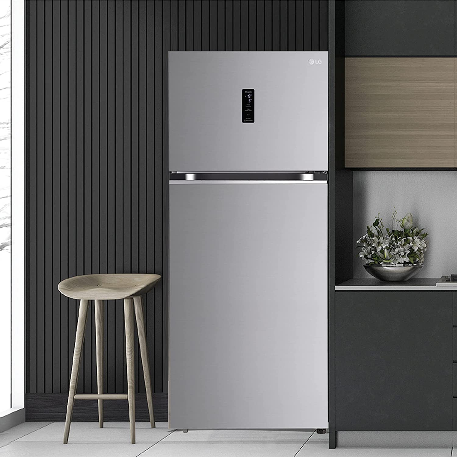 LG 380 L 3 Star Frost-Free Smart Inverter Wi-Fi Double Door Refrigerator (GL-T412VPZX, Shiny Steel, Convertible & Door Cooling+, Gross Volume- 408 L)