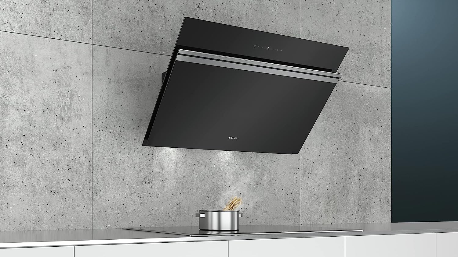 Siemens 90cm Black Glass Inclined Touch Control Hood Chimney LC91KWP60