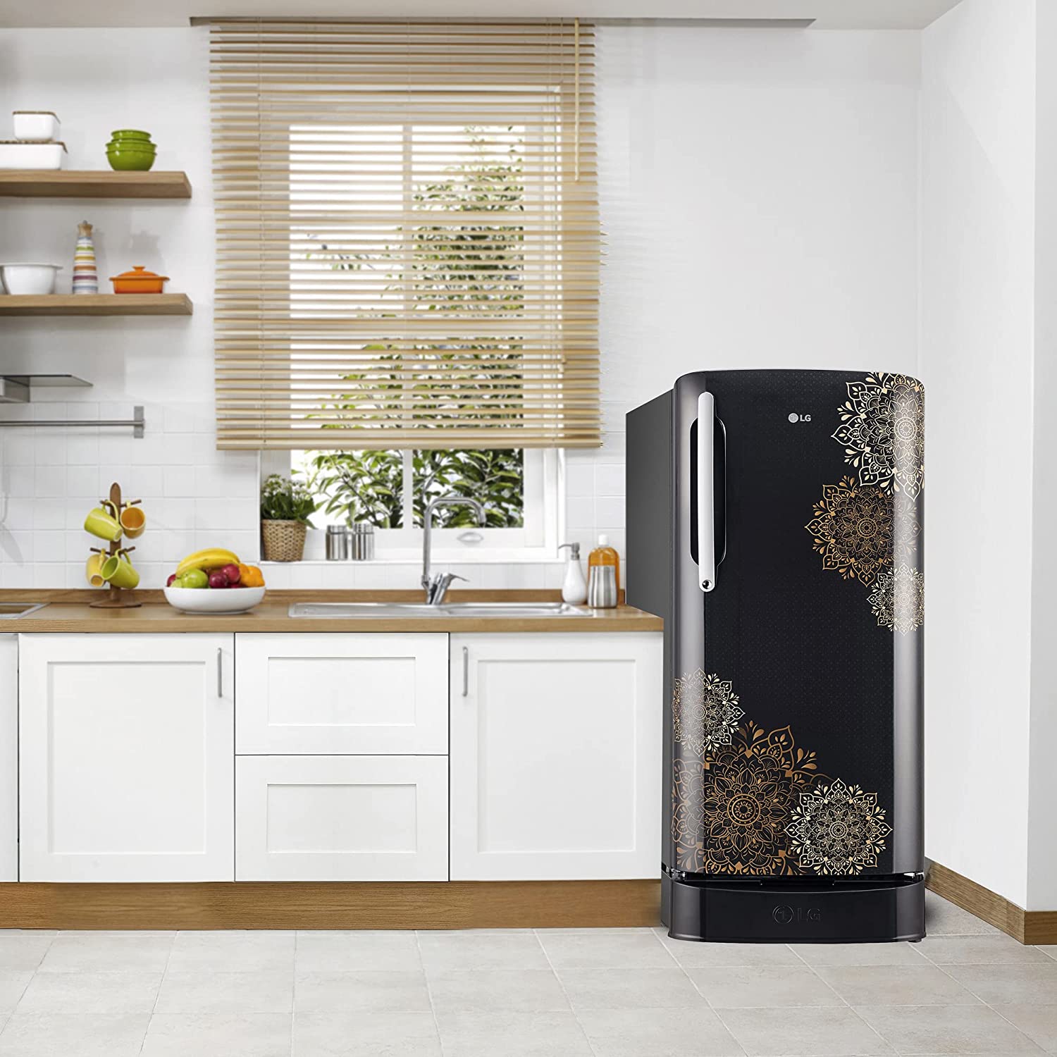LG 204 L 5 Star Inverter Direct-Cool Single Door Refrigerator (GL-D211HERZ, Ebony Regal, Base stand with drawer, 2022 Model)