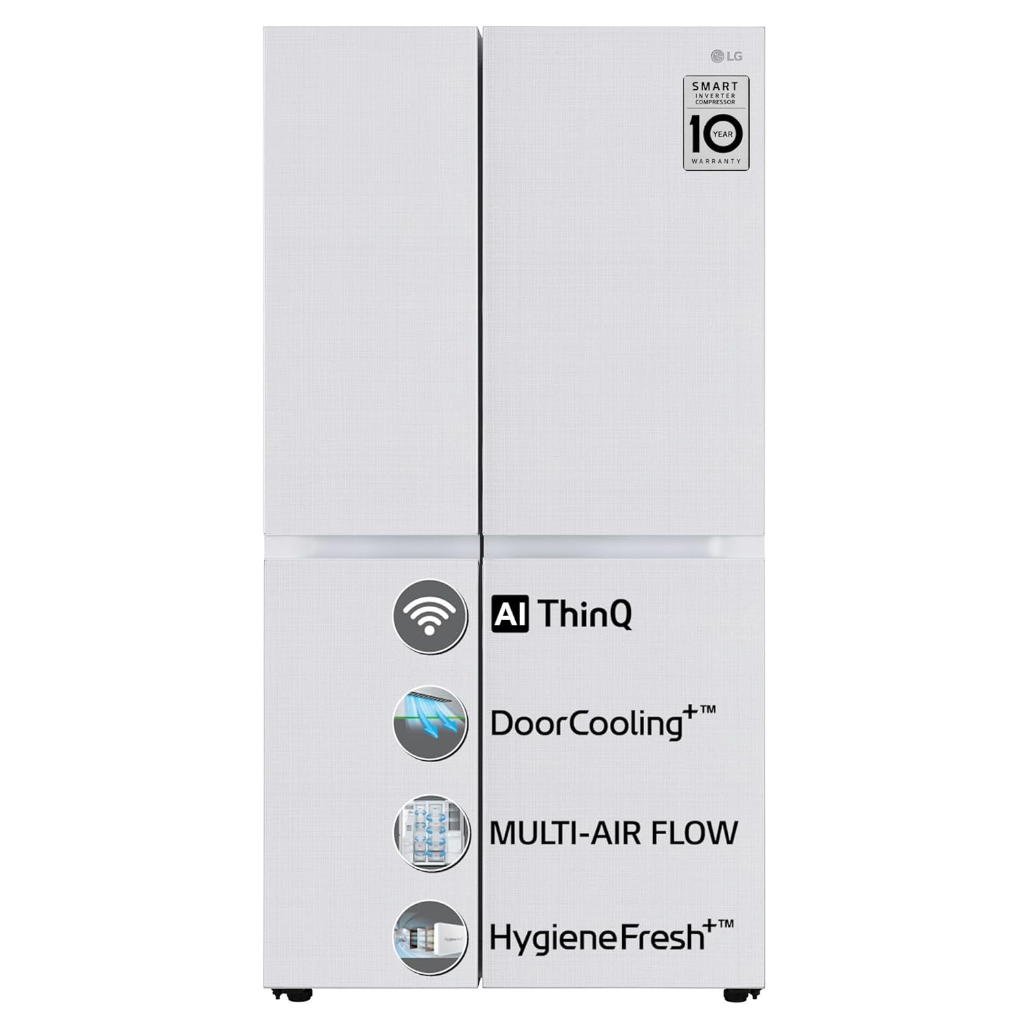 LG 655L Frost-Free Inverter Wi-Fi Side-By-Side Refrigerator (GL-B257DLWX) with Door Cooling+ & Hygiene Fresh - Linen White