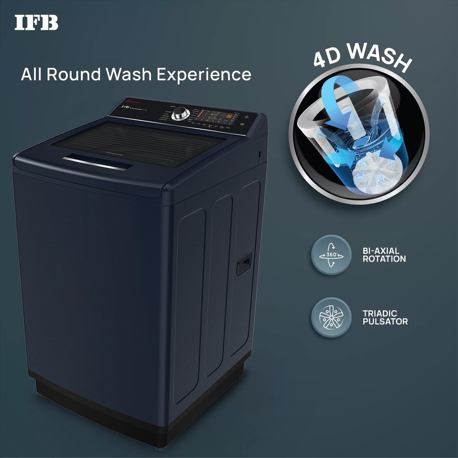 IFB 9.0 Kg Fully-Automatic Top Loading Washing Machine (TL-S4RBS 9.0 Kg Aqua, Royal Blue, 2X Power Steam, 4 Years Comprehensive Warranty)