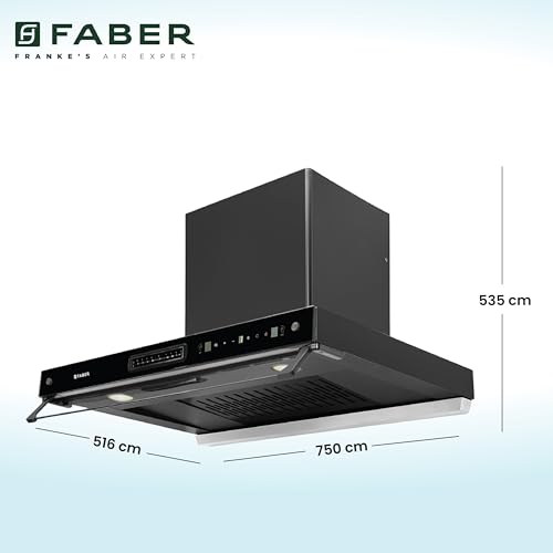 Faber 4in1 1325 m³/hr Filterless Autoclean 75cm Chimney|Air Purifier+Fan|Touch & Gesture Control|T-Shape|12Yr on Motor, 5Yr Comprehensive Warranty by Faber|HOOD AEROSTATION ELITE FL HC TC BK