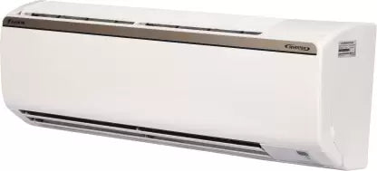 Angled side view of Daikin FTHT35XV16 indoor unit with gold trim strip