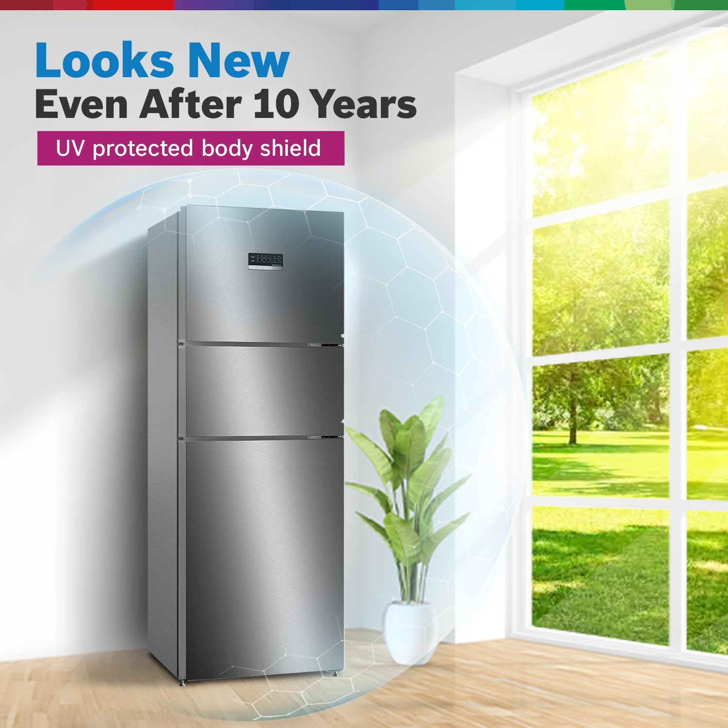 Bosch 335L Max Flex 3 Star 8-in-1 Convertible Vario Inverter Frost Free Triple Door Refrigerator Smoky Silver (CMC36K03NI)