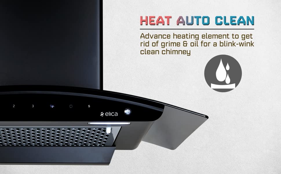 Elica 90 cm 1200 m3/hr Filterless Auto Clean Chimney FL 900 SLIM HAC MS NERO Black