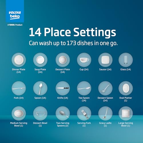 Voltas Beko 14 Place Settings Dishwasher (DF14S3, Silver)