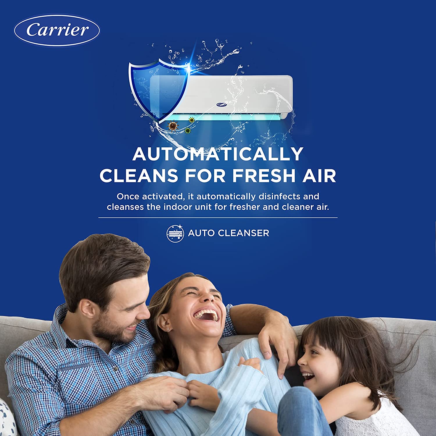 Carrier 1 Ton 3 Star Fixed Speed Split AC (Copper,Auto Cleanser, Economic Sleep Mode, High Density Filter for Dust Filtration, 2023 Model,ESTER Ex+ CAS12ES3R32F1,White)