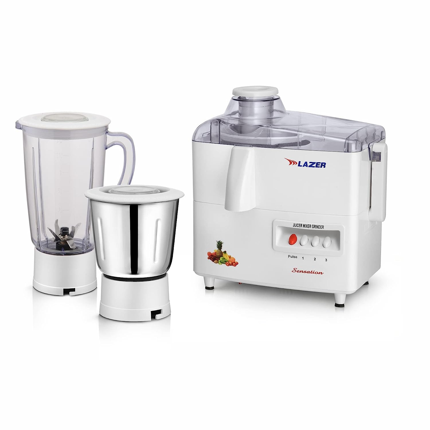 Lazer Sensation 2 jars 500W Juicer Mixer Grinder (White)