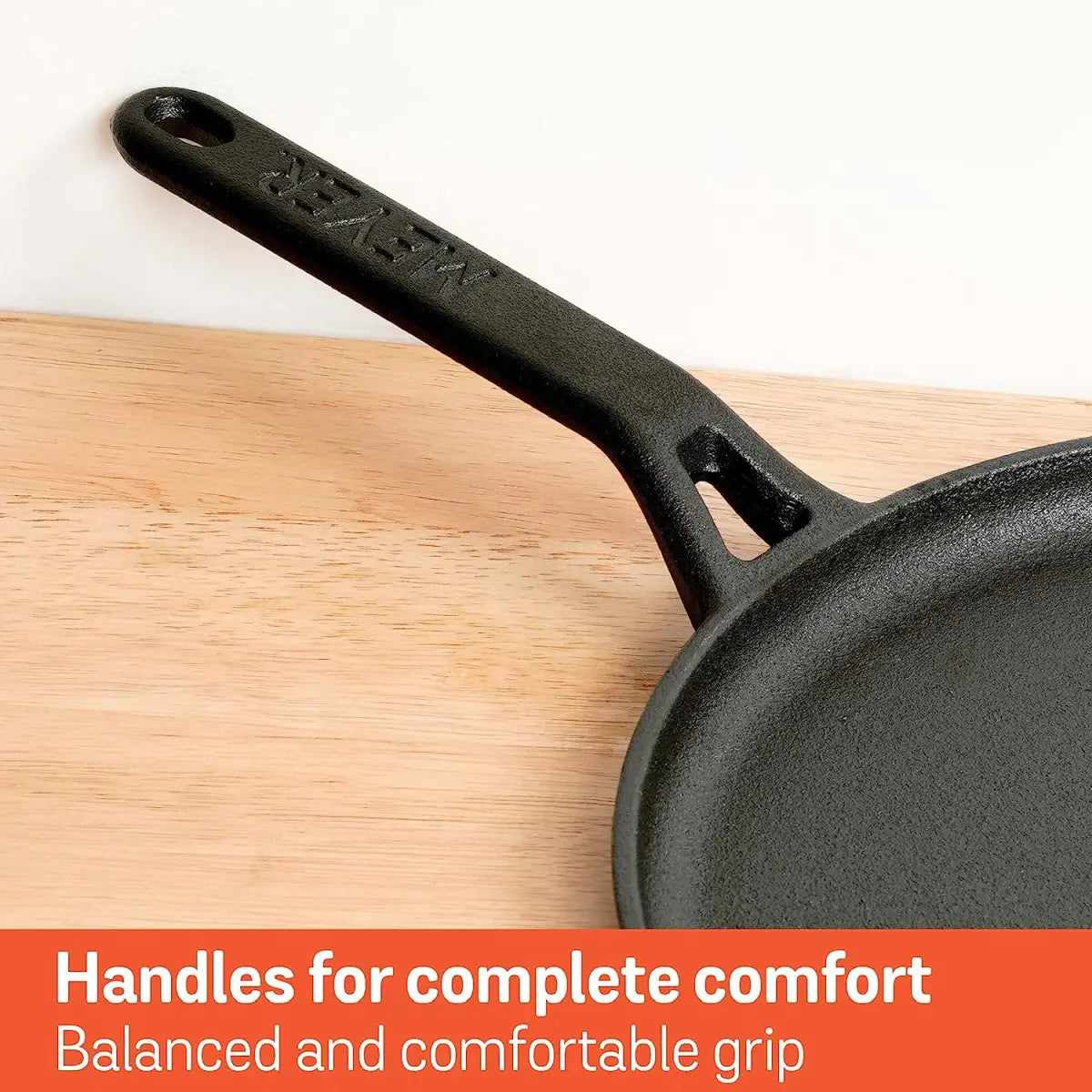 Meyer Cast Iron Flat Tawa (Gas and Induction) 28 cm Black