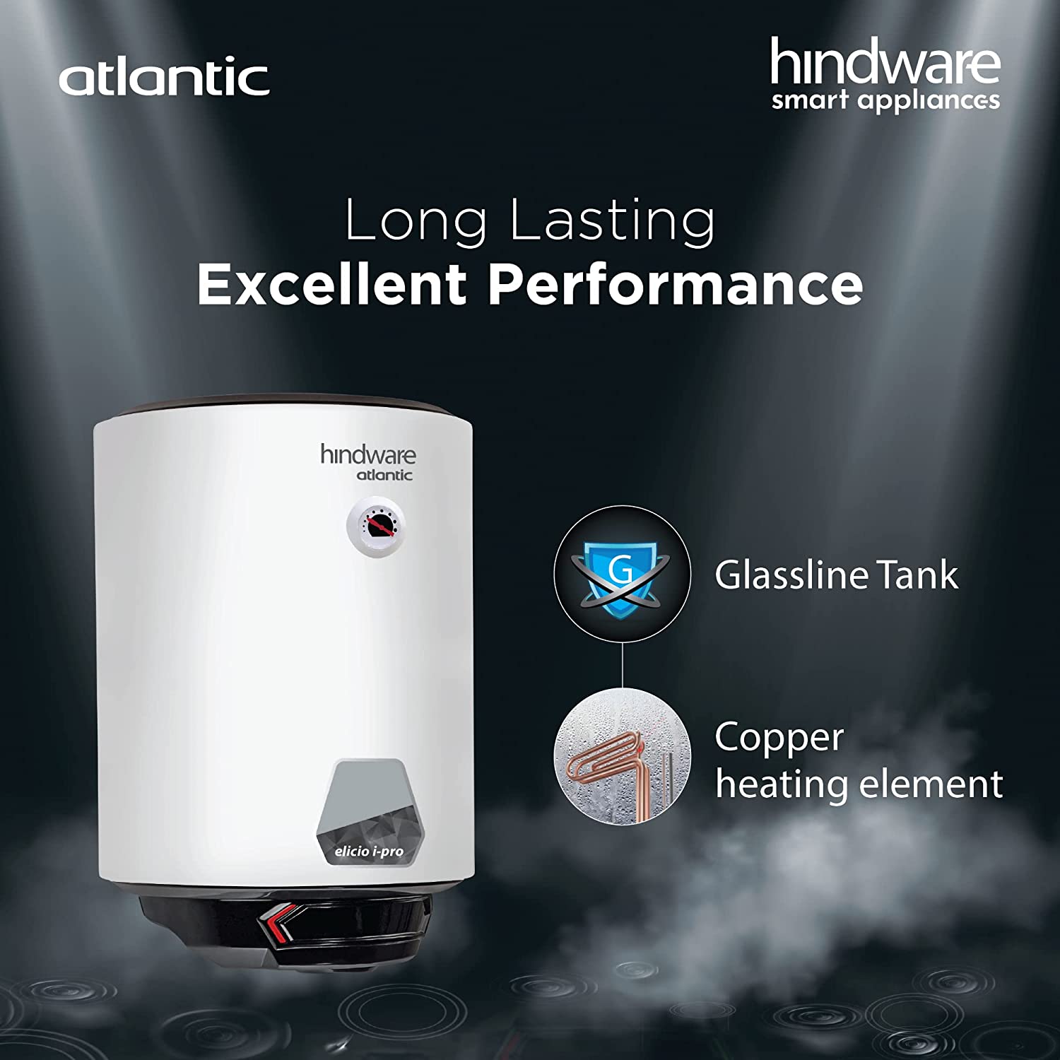 Hindware Atlantic Elicio Ipro 25 L Water Heater| 5-Star White