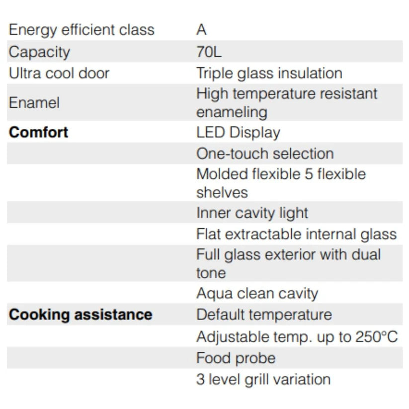 Hafele J70BIO PLUS 70L Built-In Oven: High Capacity and Superior Performance