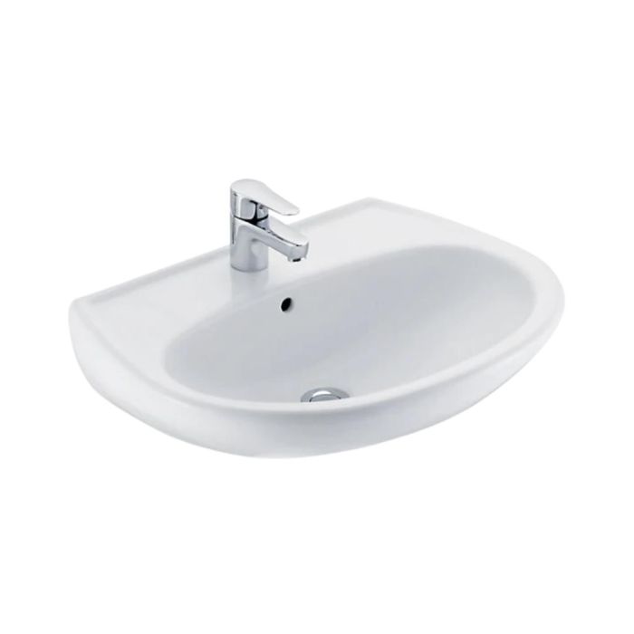 कोहलर K-8703IN-1WH-0 540mm दीवार माउंट बेसिन एकल नल छेद के साथ सफेद रंग में 
