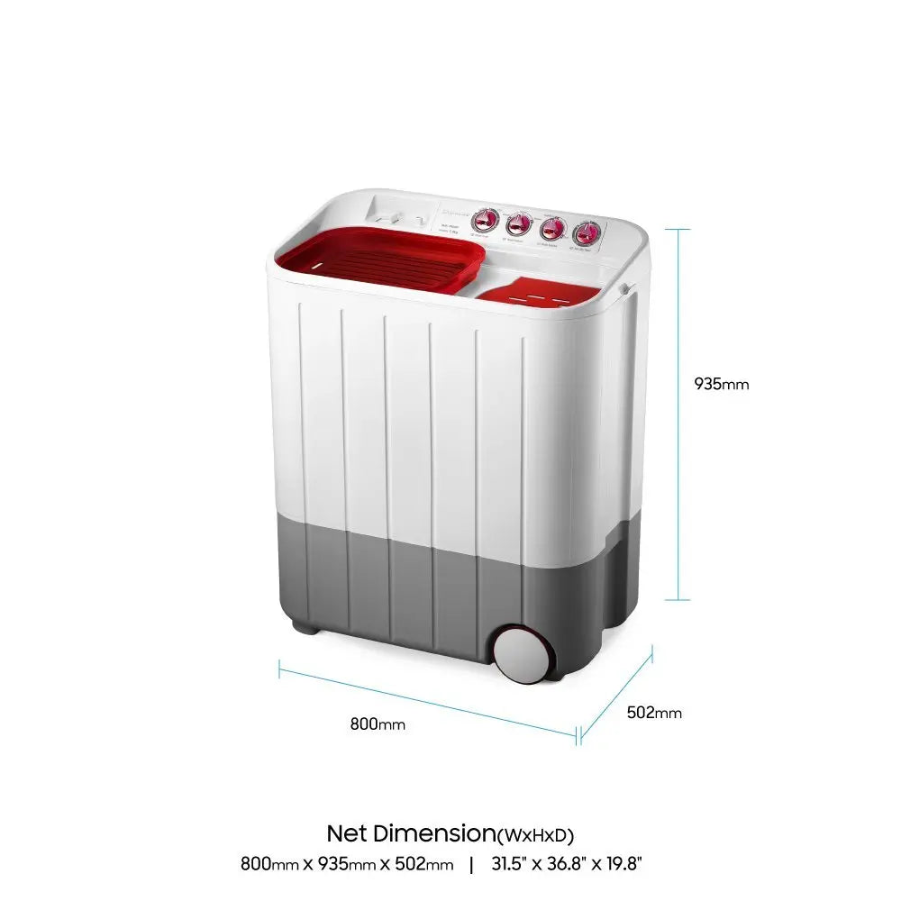 Samsung WT707QPNDMWXTL Semi-automatic Washing Machine (7.0 kg, Grey and Red)