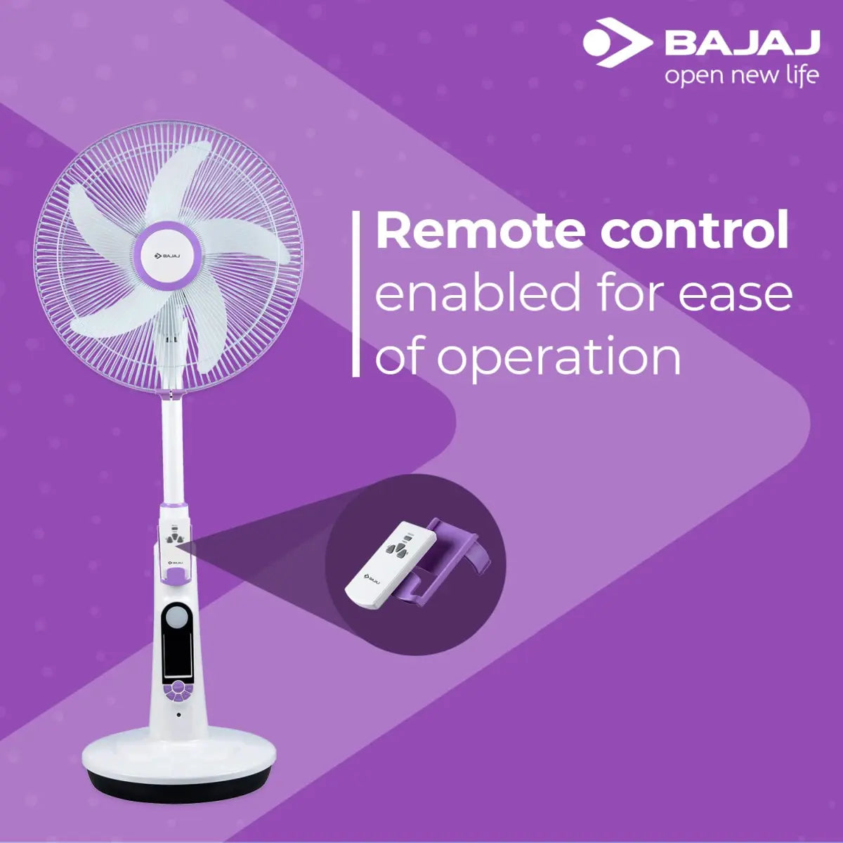 Bajaj Nuvo 400 mm Plum Purple Table Cum Pedestal Fan with BLDC Motor and Remote Control Operation, Regular