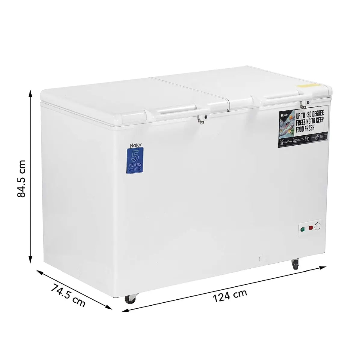 Haier HCC400HC - Double Door Hard Top Deep Freezer, Convertible, Net Storage Volume 379 liters, White