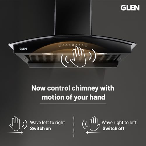 Glen 90 cm 1600 m3/hr BLDC Filterless Autoclean Kitchen Chimney with Heat Sensor (Fabia BLDC BLACK 90cm)
