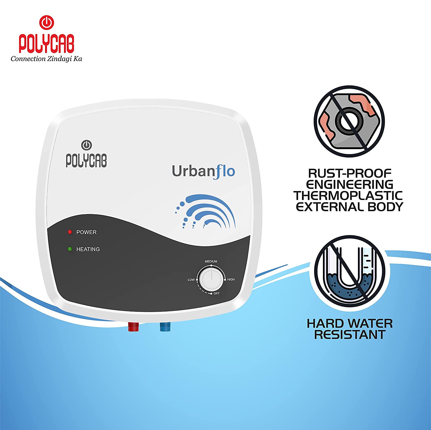 Polycab Urbanflo 15 L Storage Water Heater (Geyser 15 litres), (White Grey),2 Yr Warranty