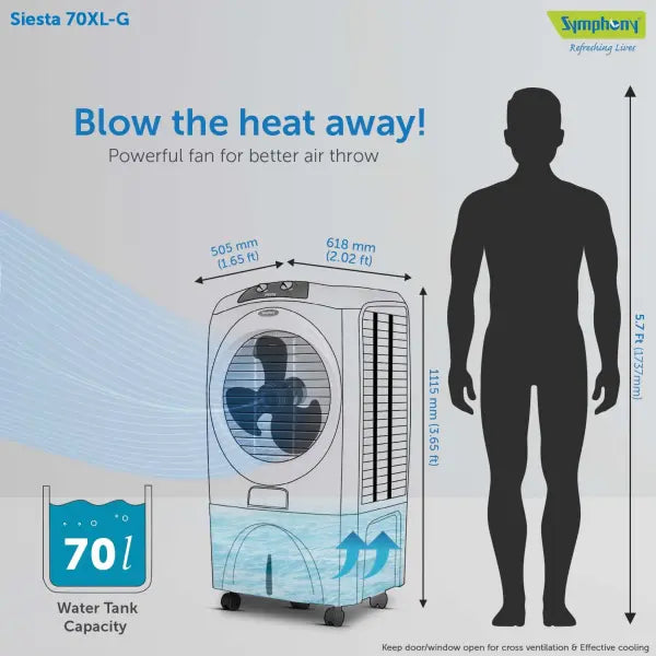 Symphony Siesta 70 XL Desert Air Cooler (70L, Grey)