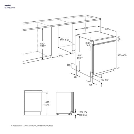 Electrolux EEM48300IX 60Cm Ultimate Care 700 Semi Integrated Dishwasher with 14  Place Settings