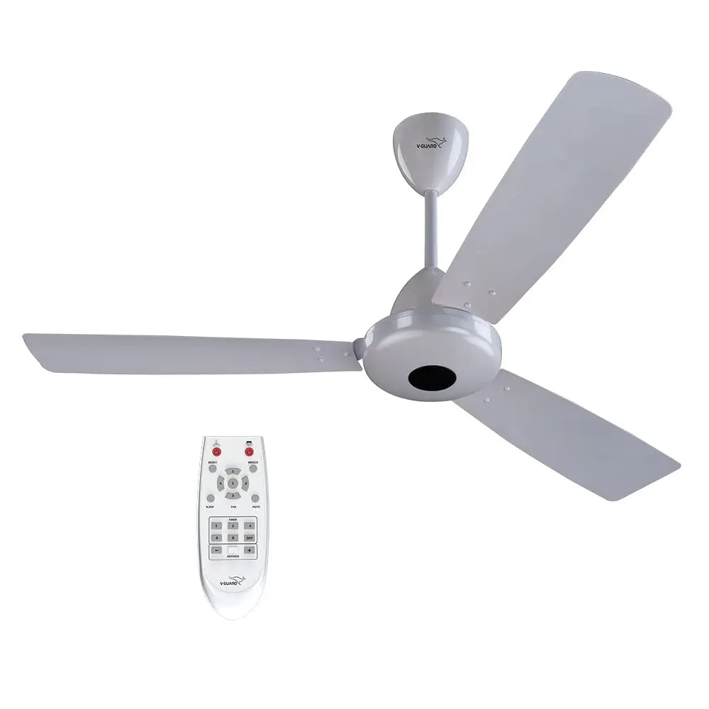V-Guard Ecowind Pro BLDC மோட்டார் சீலிங் ஃபேன் ரிமோட் (1200 மிமீ) (முத்து வெள்ளை) தூசி விரட்டும் தொழில்நுட்பத்துடன்