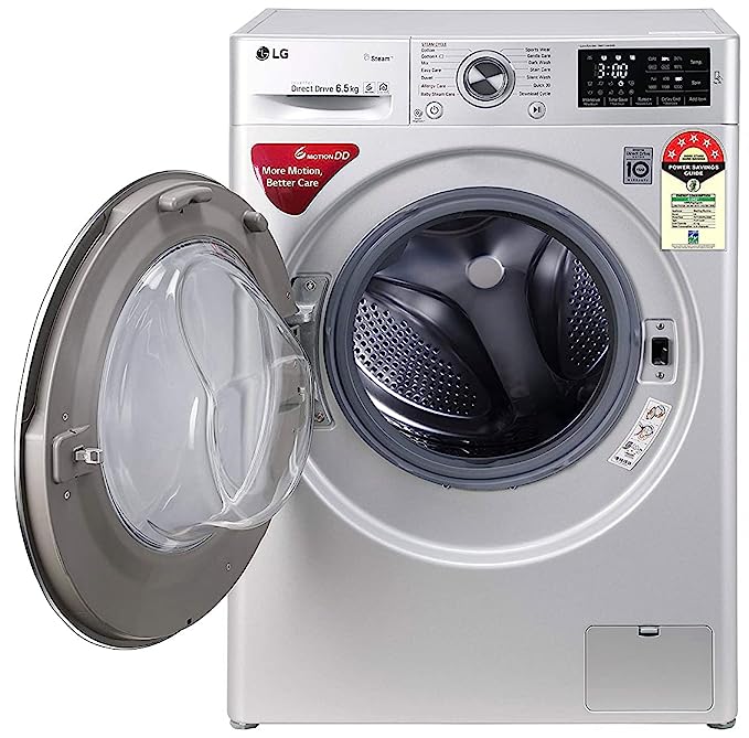 LG 6.5 Kg 5 Star Inverter Fully-Automatic Front Loading Washing Machine (FHT1265ZNL, Luxury Silver, 6 Motion Direct Drive)