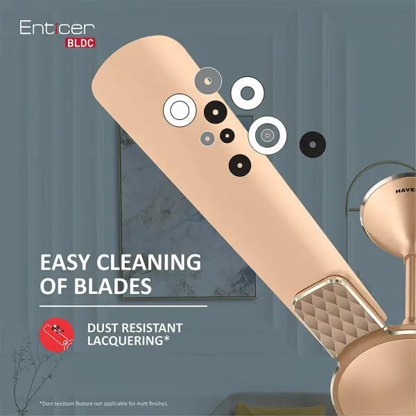 Havells Enticer 1200mm Energy Saving with Remote Control BLDC Ceiling Fan Champagne