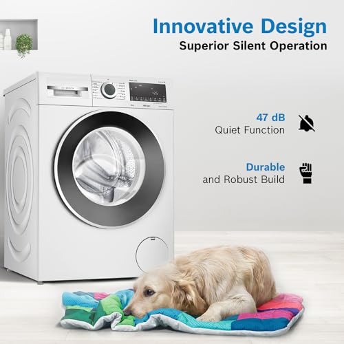 Bosch 9kg 5 Star Anti Stain & AI Active Water Plus Fully Automatic Front Load Washing Machine with Built in Heater (WGA14200IN, Pretreatment & Steam with Anti Bacteria and 5 Star Inverter, Wh