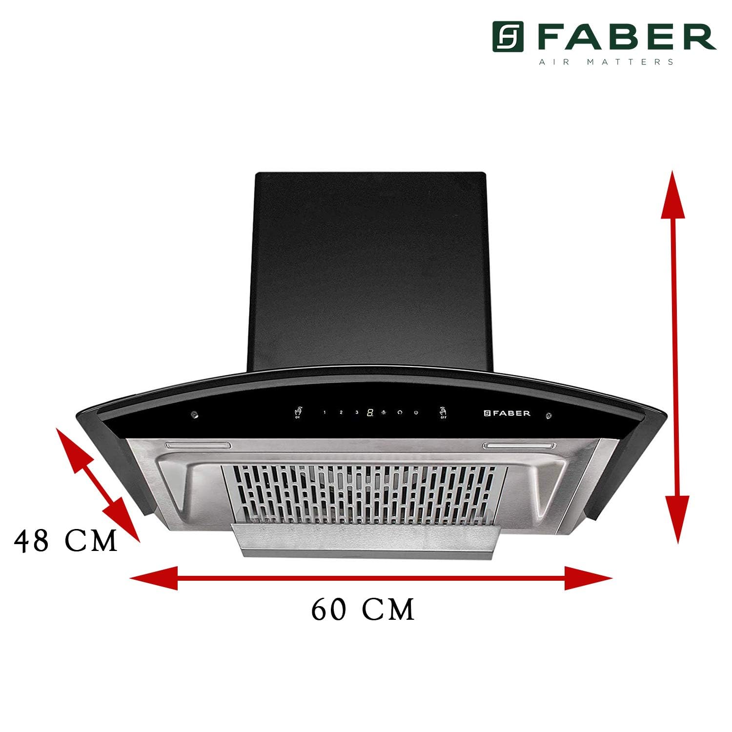Faber 60 cm 1200 m3/hr Heat Auto Clean Chimney (Hood Crest Plus HC SC 60, Filterless, Touch Gesture Control, BK)