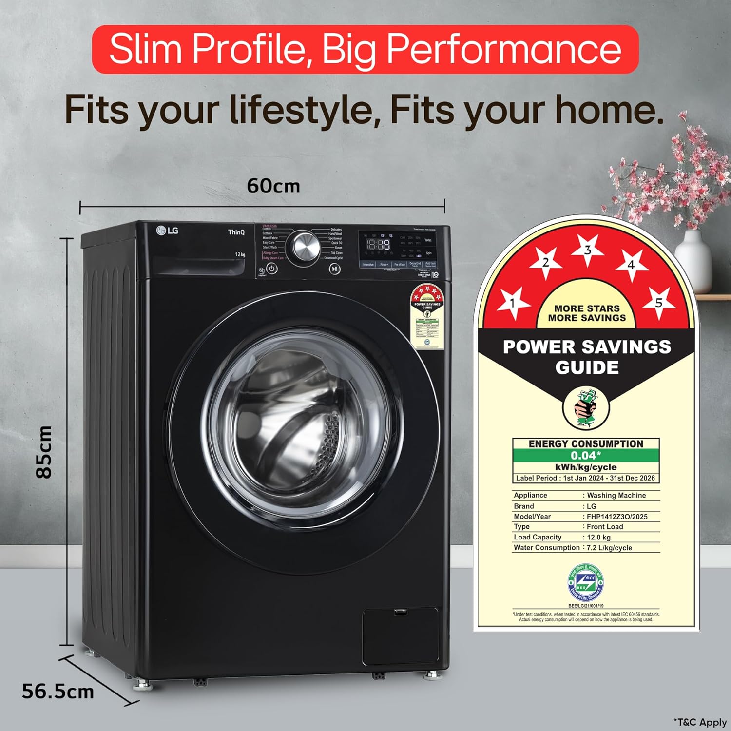 LG 12Kg 5 Star AI Direct Drive Steam Front-Load Washer (FHP1412Z3O): Fully Auto with Smart Technology