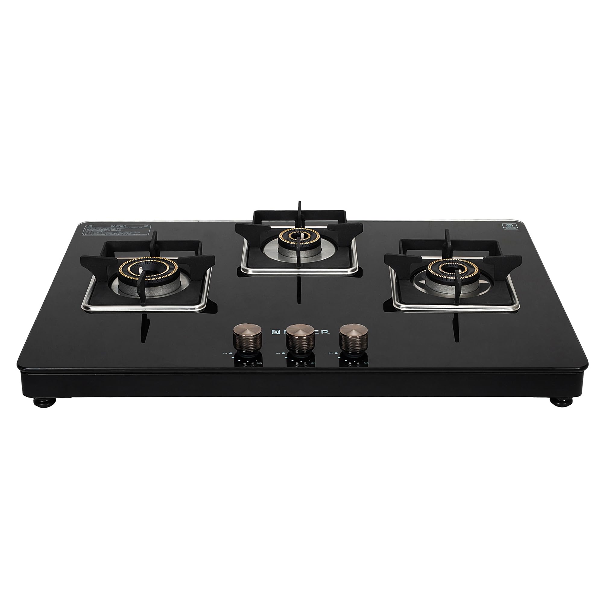 Faber 3 Burner Auto-Ignition Cooktop|NiOS AUTO 3BB BK|Battery Operated|Metal Knobs|Brass Burners|Cast Iron Pan Support|Black Glass Finish|7 Yrs Warranty Glass;5 Yrs Burner & Valve;2 Yrs Compr