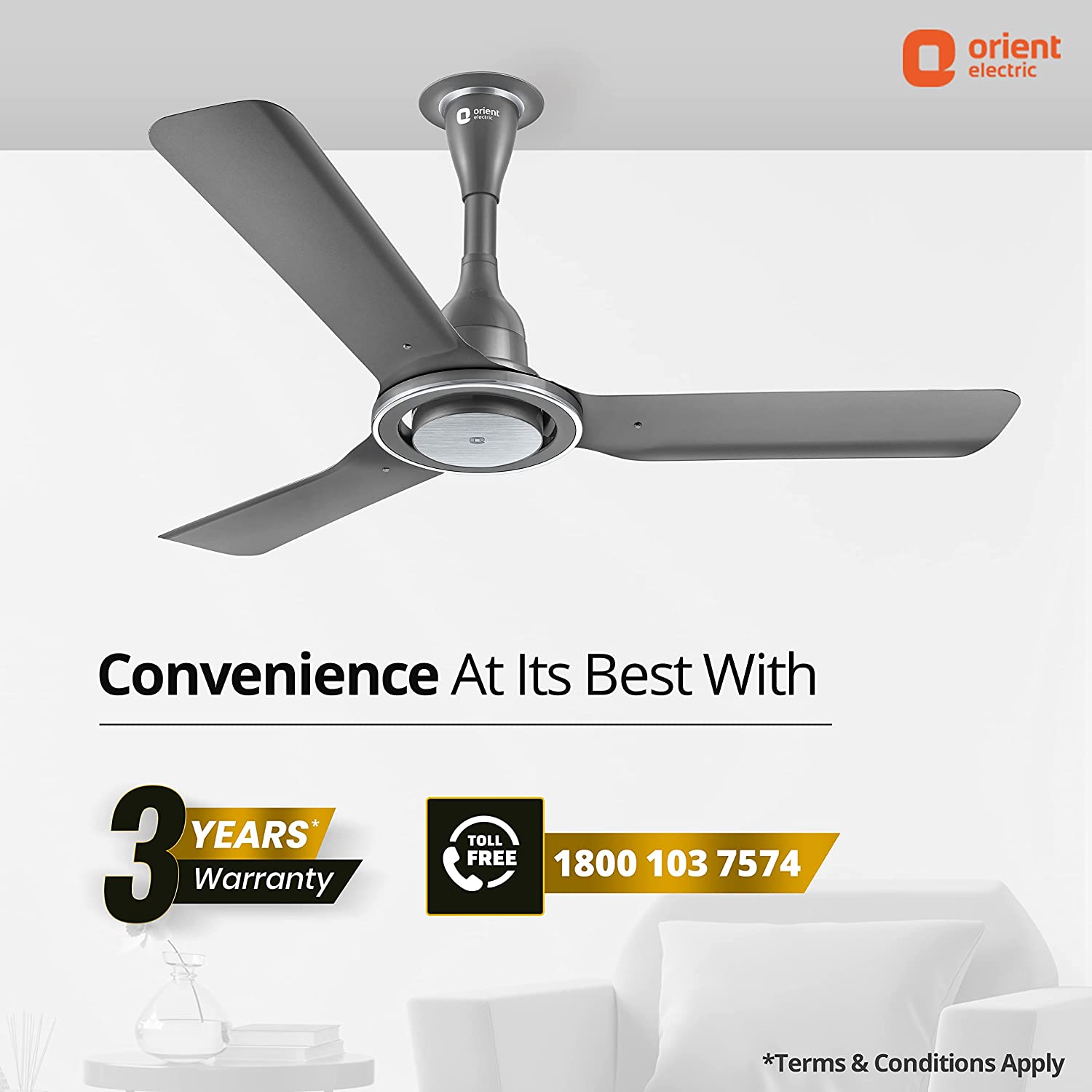 Orient Electric I Float 1200mm 32W Intelligent BLDC Ceiling Fan for Home | 5 Star Rated Fan | Energy-saving and Cost-saving BLDC Ceiling Fan | 3-year Warranty (Grey, Pack of 1)