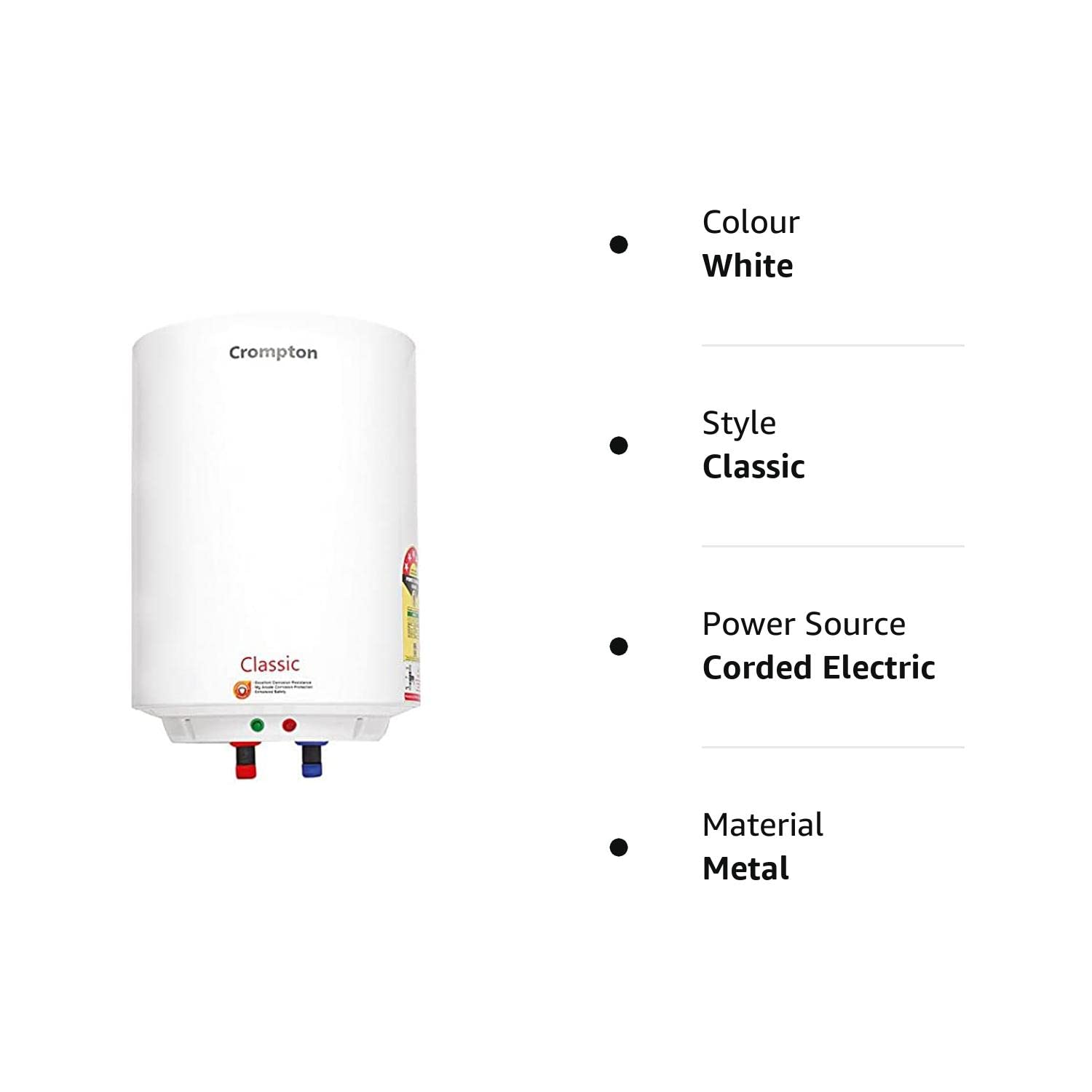 Crompton Classic 15 L Electric Water Heater (White)